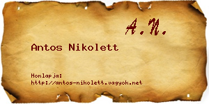 Antos Nikolett névjegykártya